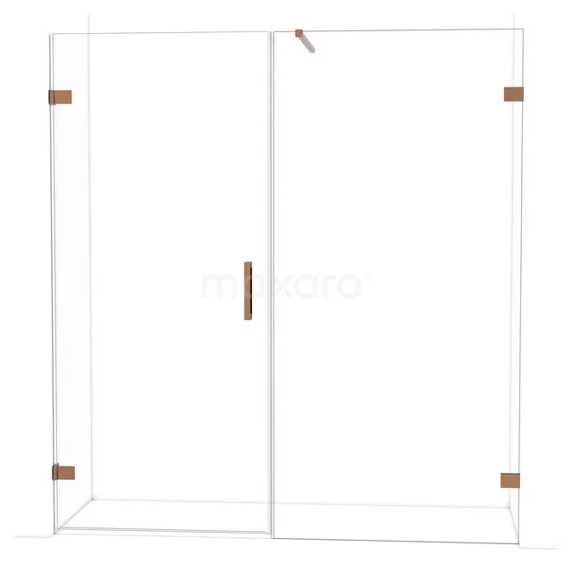 Diamond Shower door | 185 cm Shiny copper Clear glass Pivot door DDC210910120GKP Glazen douchewand met koperkleurige scharnieren, strak design, ideaal voor moderne badkamers.
