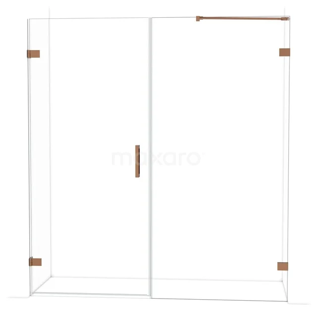 Diamond Shower door | 185 cm Shiny copper Clear glass Pivot door DDC210910220GKP Glazen douchewand met schuifdeur, moderne design, koperkleurige accenten, perfect voor een stijlvolle badkamerstijl.