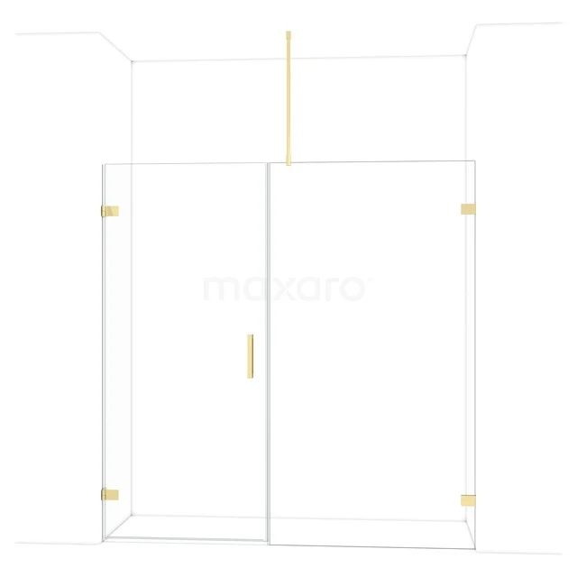 Diamant-Duschtüren DDC210911720GLG Glas Duschwand mit goldfarbenen Akzenten, minimalistisches Design, ideal für einen modernen Badezimmerstil.