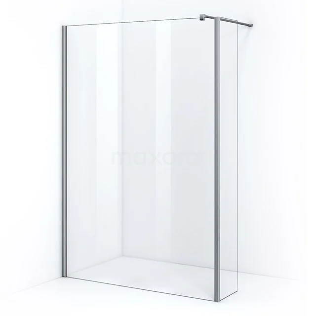 Pearl Walk-in shower | 140 cm Chrome Clear glass Fixed wall with side panel IPC142300CN Shower screen with clear glass, aluminium profiles and adjustable rod, ideal for modern bathroom design.