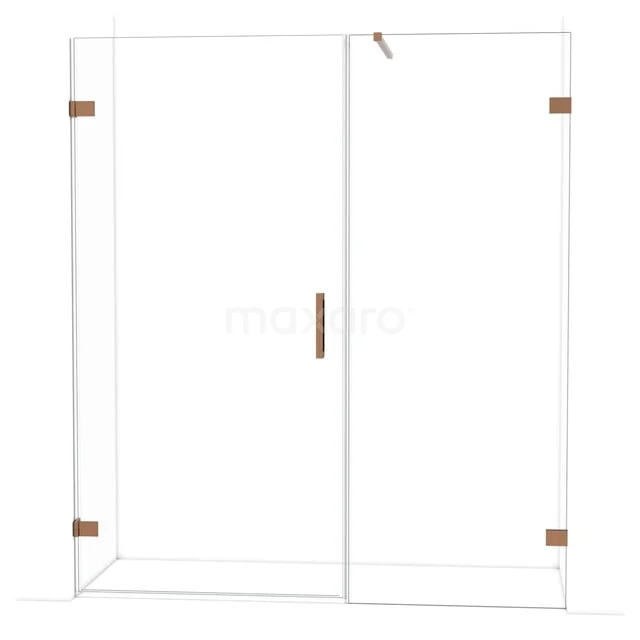 Diamond Shower door | 175 cm Glanzend koper Clear glass Pivot door DDC211008120GKP Glazen douchewand met koperen details, modern design, ideaal voor stijlvolle badkamerinrichting.