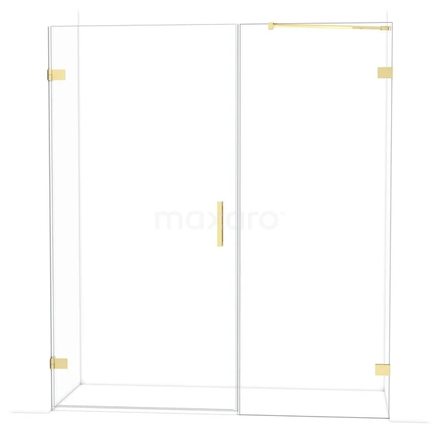 Diamond Duschtür | 175 cm Glänzendes Hellgold Klarglas Drehtür DDC211008220GLG Glas Duschwand mit goldfarbenen Akzenten, modernes Design, geeignet für luxuriöse Badezimmerinterieurs.