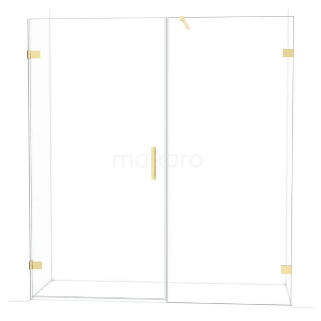 Diamant-Duschtüren DDC211009120GLG Glas Duschwand mit goldfarbenen Scharnieren und Haltegriff, schlichte Designoptik für eine luxuriöse Badezimmergestaltung.