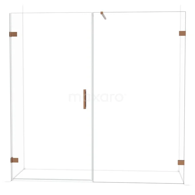 Diamond Duschtür | 205 cm Glänzendes Kupfer Klarglas Drehtür DDC211011120GKP Glasene Duschwand mit bronzenen Details, straffes Design, ideal für moderne Bäder. Perfekt als stilvolle Trennwand.
