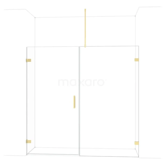 Diamond Douchedeur | 205 cm Glanzend lichtgoud Helder glas Draaideur DDC211011720GLG Moderne glazen douchewand met gouden accenten, draaideur en strak design. Perfect voor een stijlvolle badkamer.