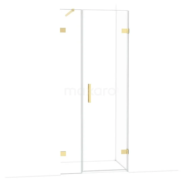 Diamond Shower door | 85 cm Shiny light gold Clear glass Pivot door DDC220603120GLG Glass shower cabin with gold details, rectangular design, perfect for a modern bathroom.