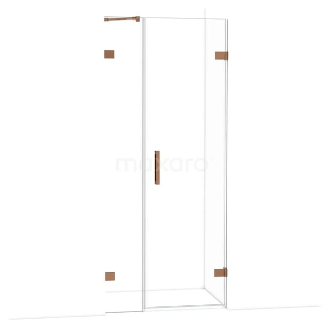 Diamond Douchedeur | 85 cm Glanzend koper Helder glas Draaideur DDC220603220GKP Douchecabine helder glas met mat gouden accenten, inclusief scharnierdeur, ideaal voor een moderne badkamerstijl.