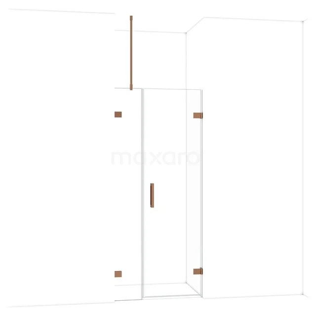 Diamond Shower door | 85 cm Shiny copper Clear glass Pivot door DDC220603720GKP Inloopdouche met glazen wanden en koperkleurige accenten, modern design, perfect voor een stijlvolle badkamerinrichting.