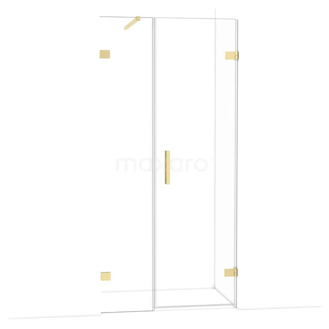 Diamond Douchedeur | 95 cm Lichtgoud Helder glas Draaideur DDC220604120LG Glazen douchedeur met gouden scharnieren en handgreep, modern design, perfecte keuze voor een stijlvolle badkamer.