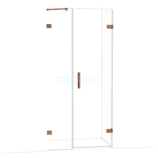 Glasene Duschkabine mit kupferfarbenen Akzenten, schlankes Design, ideale Ergänzung zu einem modernen Badezimmer.