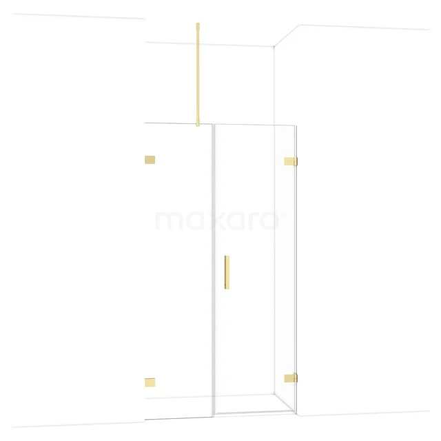 Diamond Shower door | 105 cm Shiny light gold Clear glass Pivot door DDC220605720GLG Shower wall with gold accents, minimalist design, made of clear glass, perfect for a stylish bathroom decor.