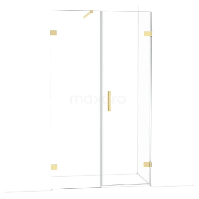 Diamond Shower door | 115 cm Glossy light gold Clear glass Pivot door DDC220606120GLG Glazen douchecabine met goudkleurige accenten, stijlvol en modern design, ideaal voor een luxe badkamer.