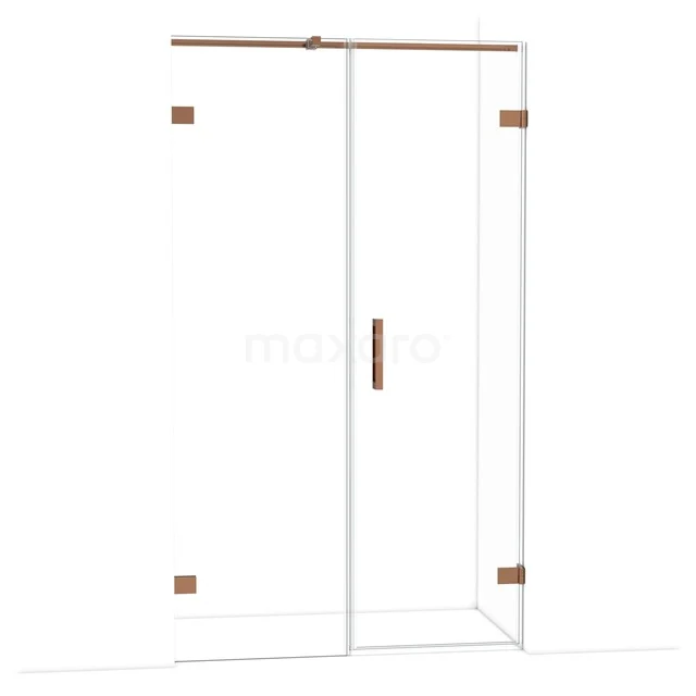 Diamond Shower door | 115 cm Shiny copper Clear glass Pivot door DDC220606320GKP Glazen douchedeur met schuifsysteem en koperaccenten, ideaal voor een moderne badkamer.