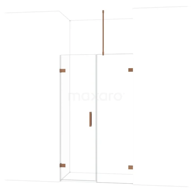 Diamond Douchedeur | 115 cm Glanzend koper Helder glas Draaideur DDC220606720GKP Douchedeur met draaideur van helder glas, goudkleurige accenten, ideaal als stijlvolle toevoeging aan een moderne badkamer.