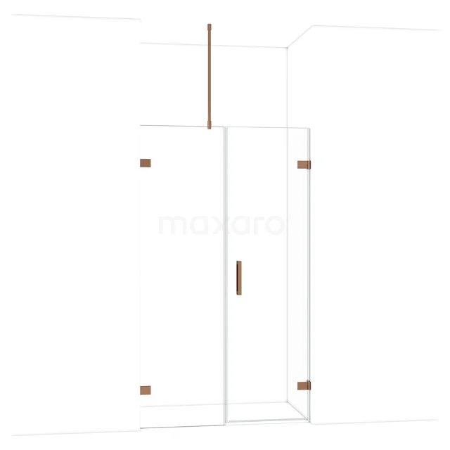 Diamond Shower door | 115 cm Shiny copper Clear glass Pivot door DDC220606720GKP Douchedeur met draaideur van helder glas, goudkleurige accenten, ideaal als stijlvolle toevoeging aan een moderne badkamer.