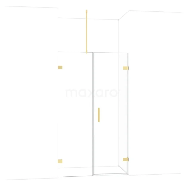 Glas Duschkabine mit Gold Akzenten, elegantes Design für moderne Bäder, einschließlich stabilen Haltegriff und minimalistischen Beschlägen.