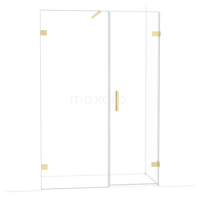 Diamond Duschtür | 135 cm Helles Gold Klarglas Drehtür DDC220608120LG Duschkabine aus Glas mit goldfarbenen Akzenten, minimalistisches Design, ideal für ein modernes Badezimmer.