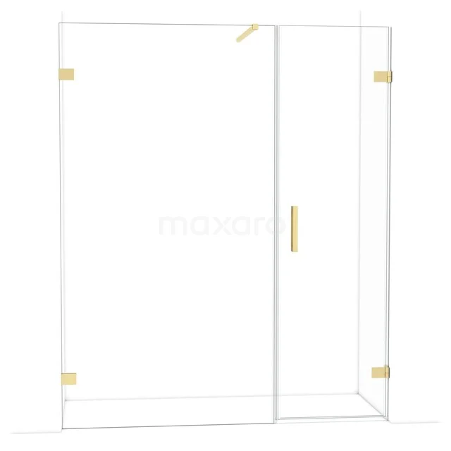 Diamond Shower door | 165 cm Light gold Clear glass Pivot door DDC220611120LG Glazen douchewand met gouden accenten, modern design, ideaal voor een stijlvolle badkamerupgrade.