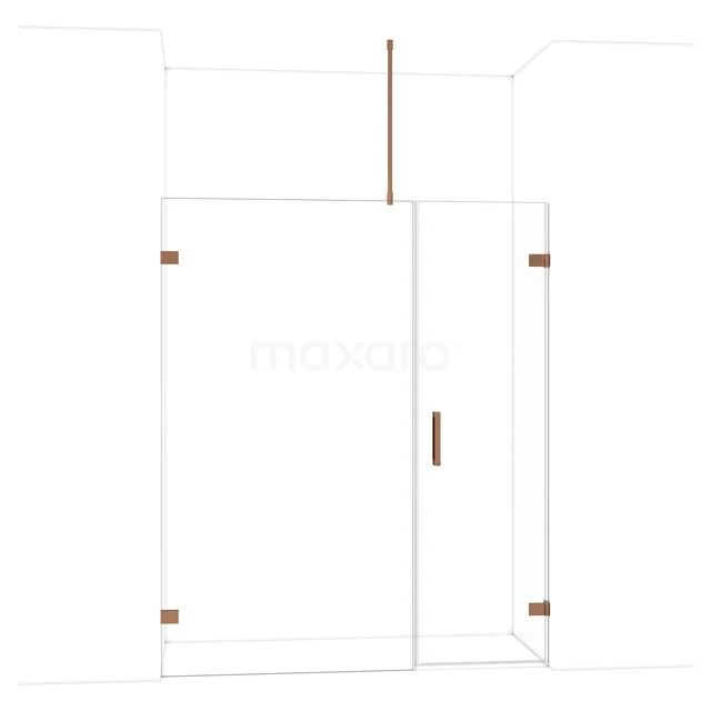 Diamond Douchedeur | 165 cm Glanzend koper Helder glas Draaideur DDC220611720GKP Glazen douchewand met deur, hoekmodel, roestvrijstalen details, ideaal voor een moderne badkamer inrichting.