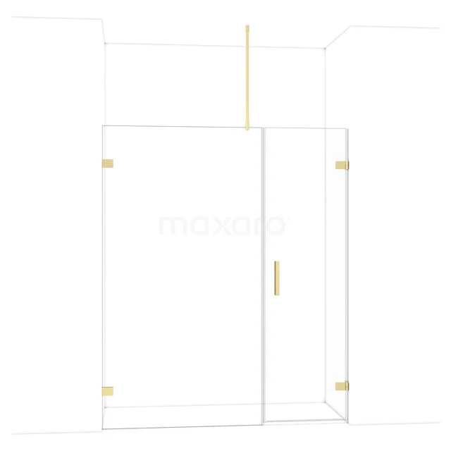 Diamond Douchedeur | 165 cm Lichtgoud Helder glas Draaideur DDC220611720LG Glazen douchewand met goudkleurige accenten, rechte vorm, luxe design, ideaal voor moderne badkamerinrichting.