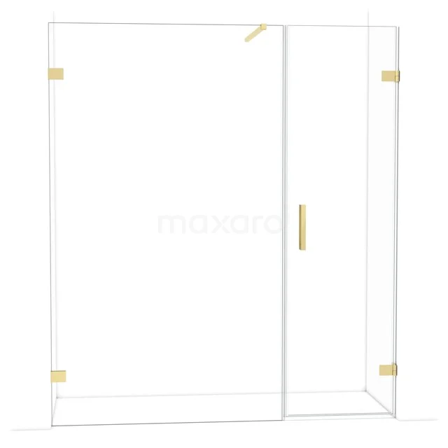 Diamant-Duschtüren DDC220612120LG Glas Duschwand mit Gold Details, rahmenloses Design, perfekt für ein modernes Badezimmer.