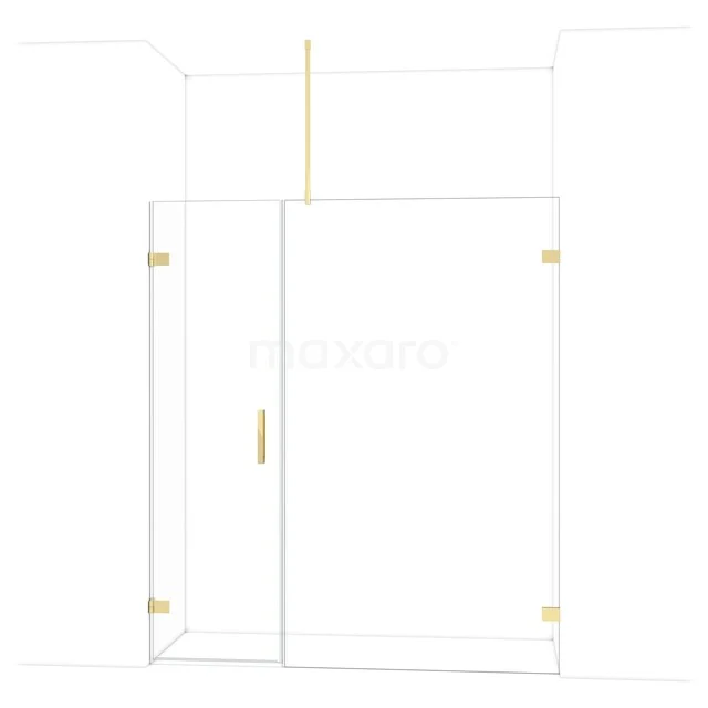 Glazen douchewand met gouden accenten, strak design voor moderne badkamers, gemaakt van duurzaam veiligheidsglas.