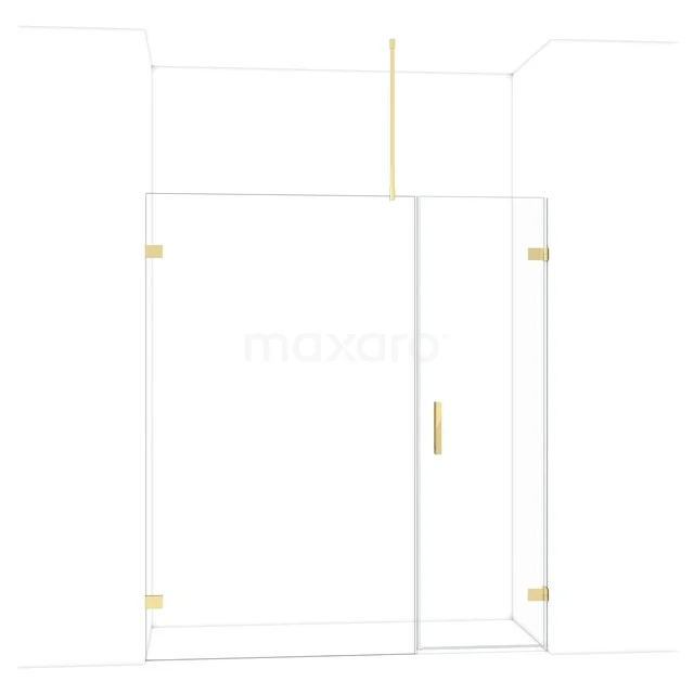 Diamond Shower door | 175 cm Shiny light gold Clear glass Pivot door DDC220612720GLG Glass shower wall with gold accents, sleek design for modern bathrooms, made of durable safety glass.