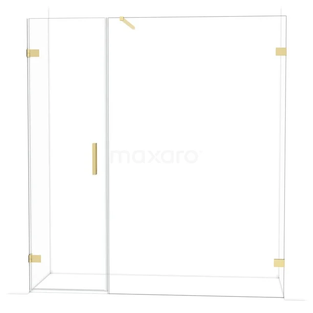 Diamond Douchedeur | 185 cm Lichtgoud Helder glas Draaideur DDC220613120LG Glazen douchewand met goudkleurige details, strak design en draaideur, ideaal voor een moderne badkamerstijl.