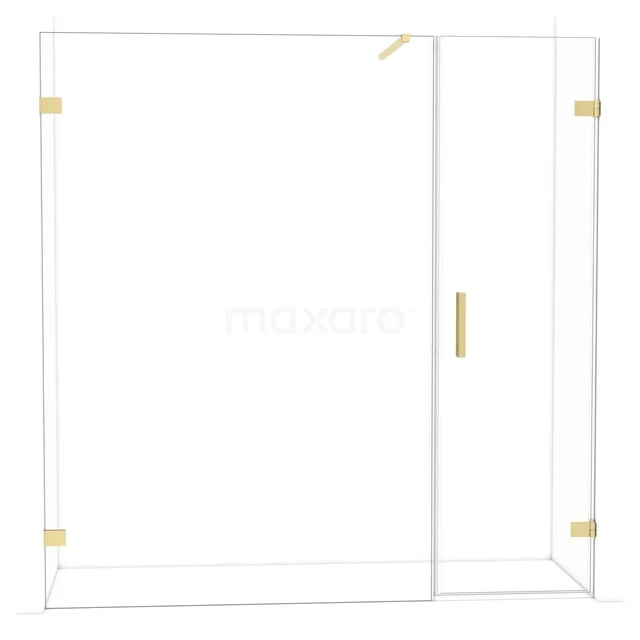 Diamant-Duschtüren DDC220614120LG Duschwand Klarglas mit goldfarbenen Akzenten, moderne Ausstrahlung, ideal für ein stilvolles Badezimmer.