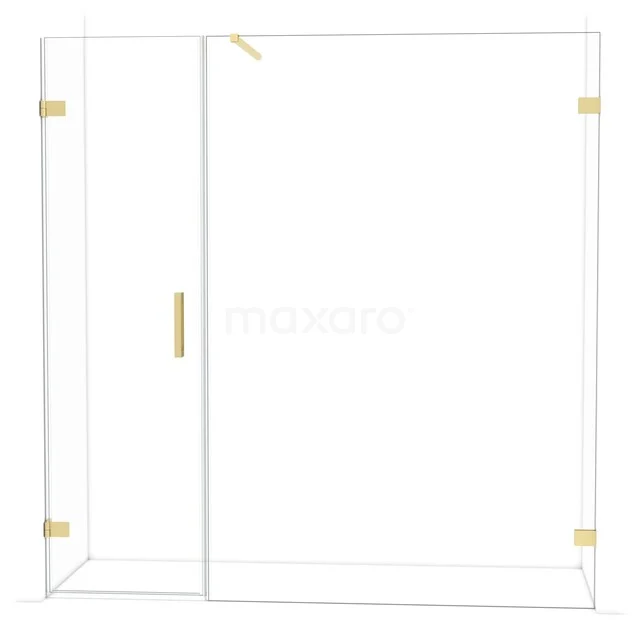 Diamond Douchedeur | 195 cm Lichtgoud Helder glas Draaideur DDC220614120LG Douchewand helder glas met goudkleurige accenten, moderne uitstraling, ideaal voor een stijlvolle badkamer.