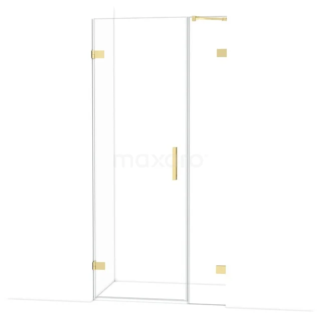 Diamond Douchedeur | 95 cm Lichtgoud Helder glas Draaideur DDC220703220LG Glazen douchecabine met goudkleurige scharnieren en deurklink, strak design, ideaal voor een moderne badkamer.