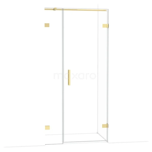 Glasdouchedeur mit goldenen Scharnieren und Haltegriff, modernes Design, ideal als stilvolle Ergänzung zum Badezimmer.