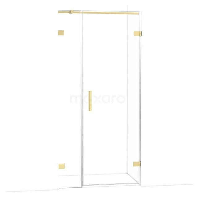 Glasdusche mit goldfarbenen Akzenten, schlankes Design ideal für moderne Bäder.