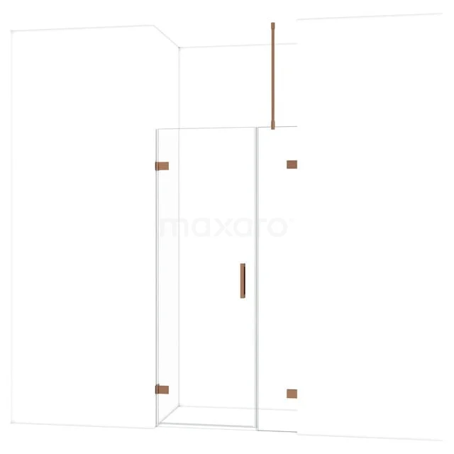 Glazen douchecabine met helder glas, bronskleurige accenten en moderne afwerking, perfect voor een stijlvolle badkamer.