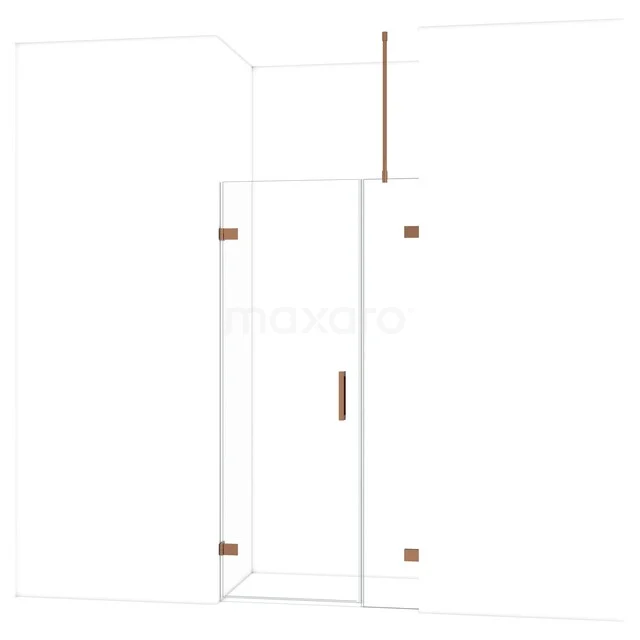 Glazen douchecabine met helder glas, bronskleurige accenten en moderne afwerking, perfect voor een stijlvolle badkamer.