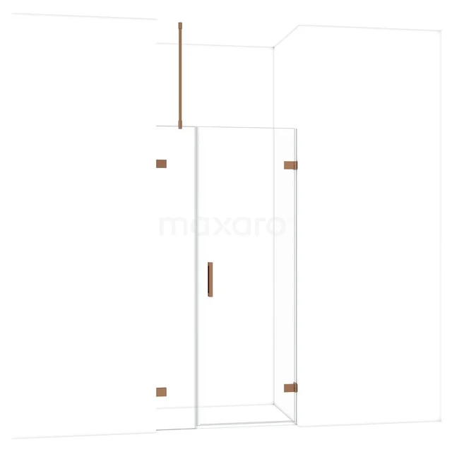 Glazen douchecabine met helder glas, bronskleurige accenten en moderne afwerking, perfect voor een stijlvolle badkamer.