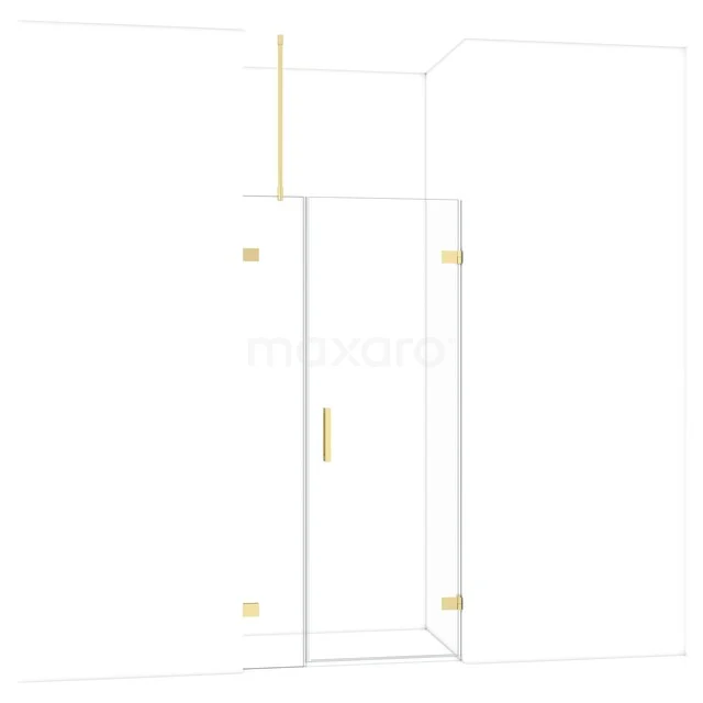 Diamond Shower door | 95 cm Glossy light gold Clear glass Pivot door DDC220703720GLG Glazen douchewand met goudkleurige details, modern ontwerp, ideaal voor een stijlvolle badkamer.
