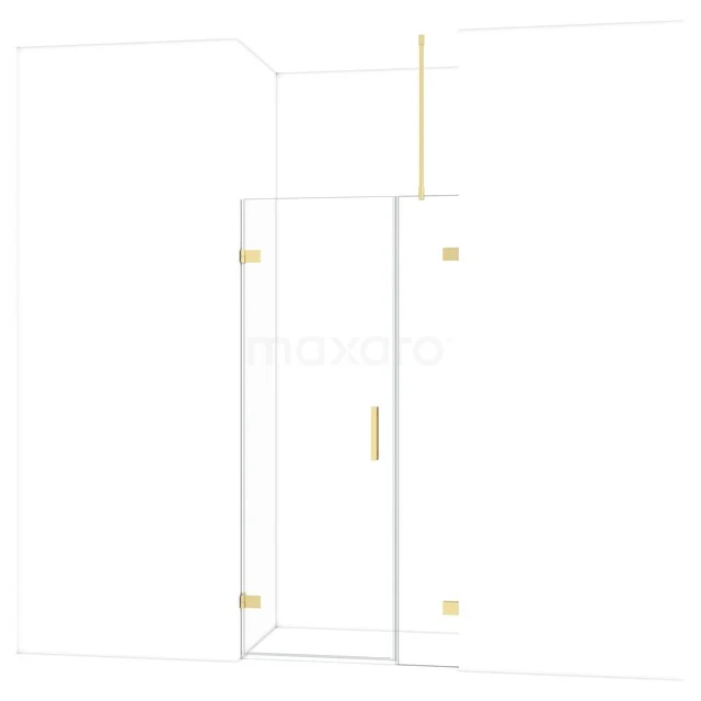 Diamond Douchedeur | 95 cm Lichtgoud Helder glas Draaideur DDC220703720LG Glazen douchewand met deur, goudkleurige scharnieren en handgreep, ideaal voor een moderne badkamerstijl.