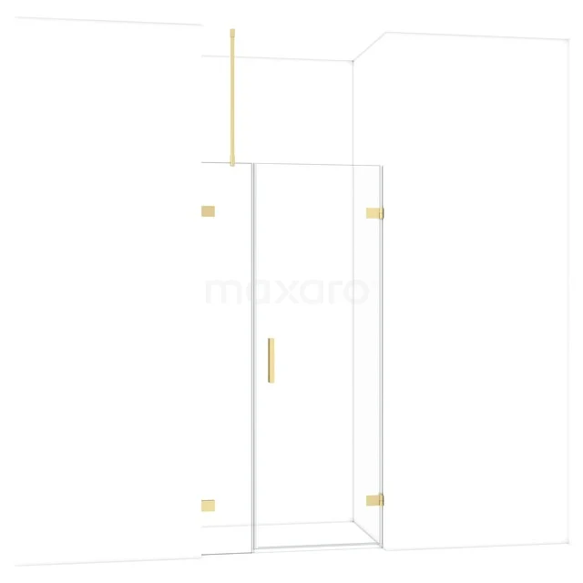 Diamond Shower door | 95 cm Light gold Clear glass Pivot door DDC220703720LG Glazen douchewand met deur, goudkleurige scharnieren en handgreep, ideaal voor een moderne badkamerstijl.