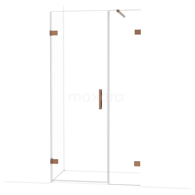 Diamond Shower door | 105 cm Glanzend koper Clear glass Pivot door DDC220704120GKP Glazen douchecabine met bronzen scharnieren, moderne uitstraling, ideaal voor een stijlvolle badkamerinrichting.