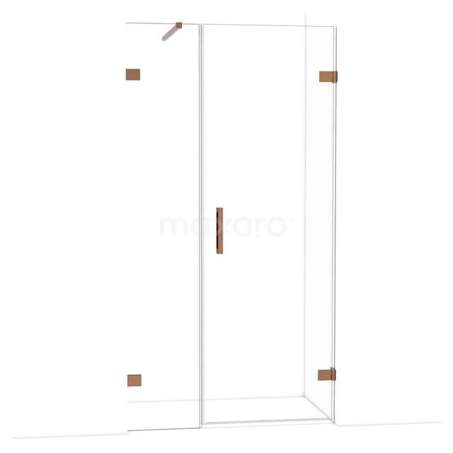 Diamond Shower door | 105 cm Shiny copper Clear glass Pivot door DDC220704120GKP Glazen douchecabine met bronzen scharnieren, moderne uitstraling, ideaal voor een stijlvolle badkamerinrichting.
