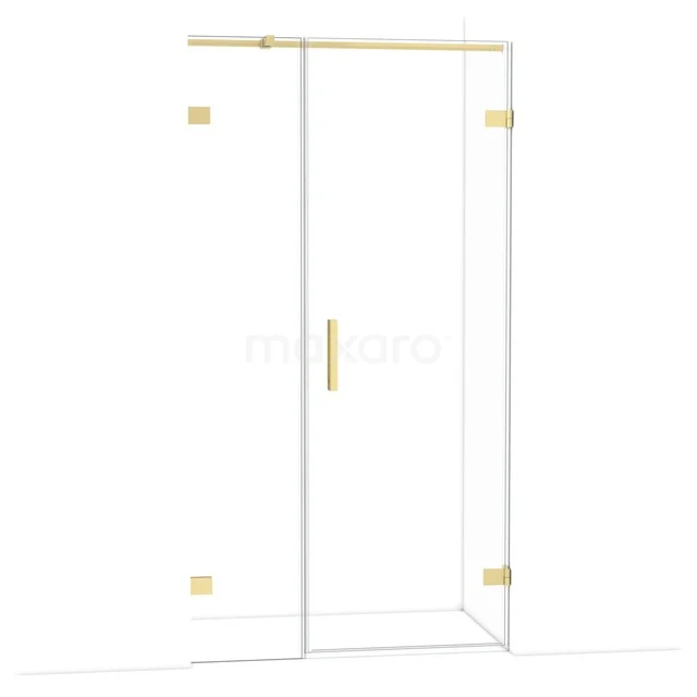 Diamond Shower door | 105 cm Light gold Clear glass Pivot door DDC220704320LG Douchedeur set van helder glas met goudkleurige accenten, ideaal voor een moderne badkamerstijl.