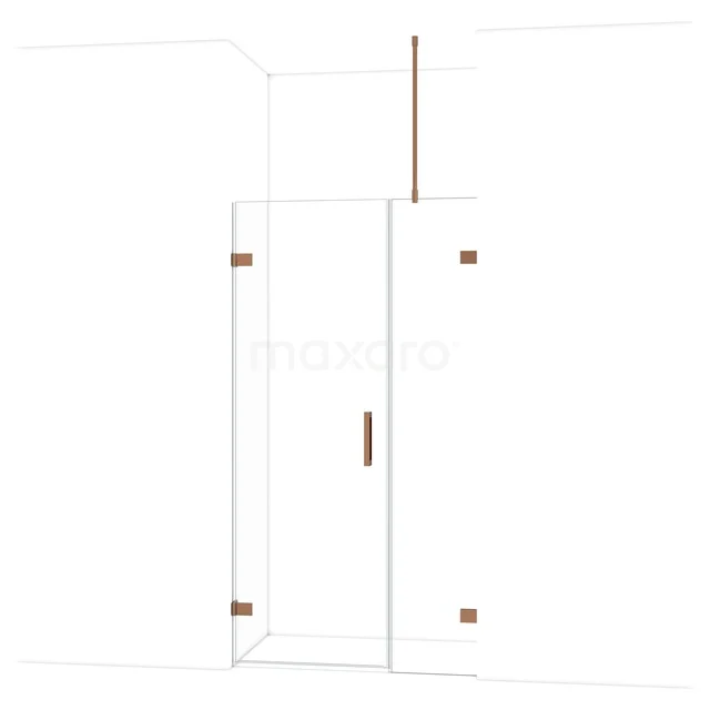 Matglazen douchecabine met messing scharnieren en handgreep, moderne design voor badkameroptimalisatie.