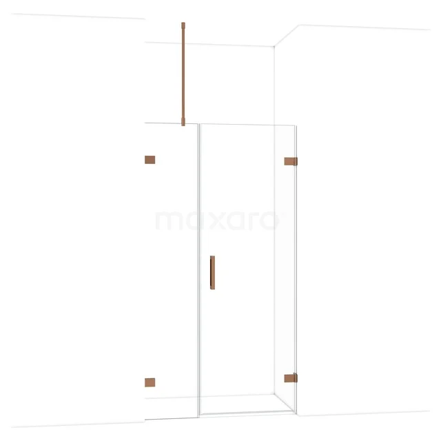 Diamond Shower door | 105 cm Shiny copper Clear glass Pivot door DDC220704720GKP Matglazen douchecabine met messing scharnieren en handgreep, moderne design voor badkameroptimalisatie.