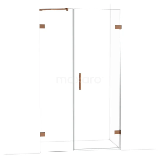 Diamond Shower door | 115 cm Glanzend koper Clear glass Pivot door DDC220705220GKP Glazen douchecabine met hoekinstap, helder glas en messing accenten, ideaal voor een stijlvolle en moderne badkamer.