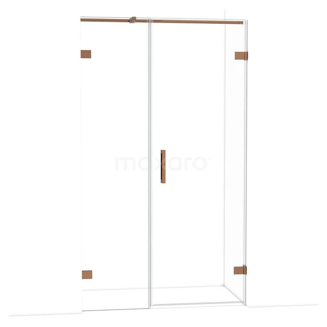 Diamond Shower door | 115 cm Glanzend koper Clear glass Pivot door DDC220705320GKP Glazen douchedeur met schuifmechanisme, koperkleurige accenten en strak design, perfect voor moderne badkamers.