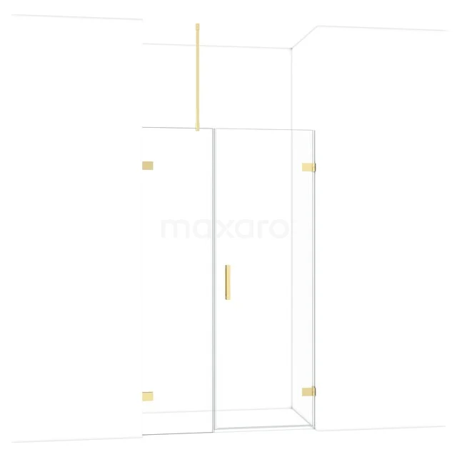 Diamond Shower door | 115 cm Glossy light gold Clear glass Pivot door DDC220705720GLG Glazen douchewand met gouden accenten, hoekmodel geschikt voor moderne badkamers.