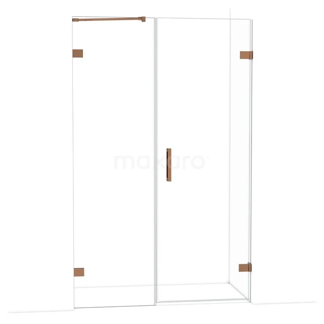 Diamond Douchedeur | 125 cm Glanzend koper Helder glas Draaideur DDC220706220GKP Glazen douchecabine met koperkleurige scharnieren en handgreep, modern design, perfect voor een stijlvolle badkamer.