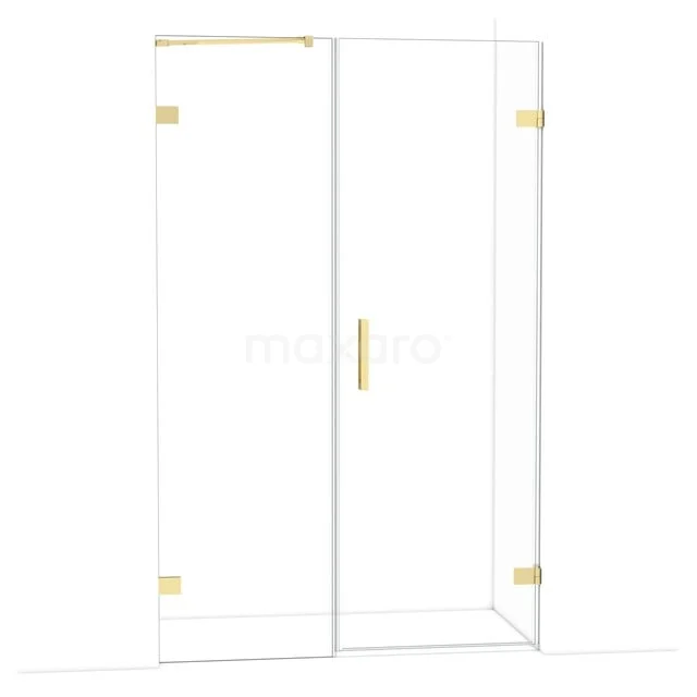 Diamond Douchedeur | 125 cm Glanzend lichtgoud Helder glas Draaideur DDC220706220GLG Glazen douchecabine met gouden details, helder glas en minimalistisch design, ideaal voor een luxe badkamerinterieur.