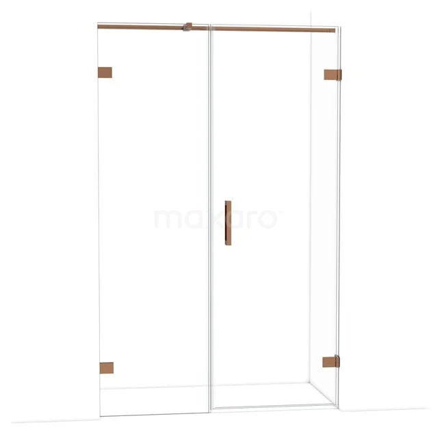Diamond Douchedeur | 125 cm Glanzend koper Helder glas Draaideur DDC220706320GKP Glazen douchewand met schuifdeur, transparant met luxe messing details, ideaal voor een moderne badkamerstijl.